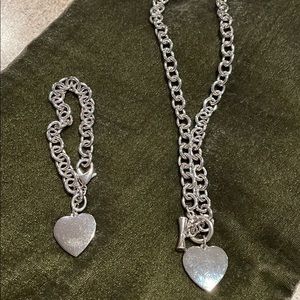 Heart necklace and bracelet set